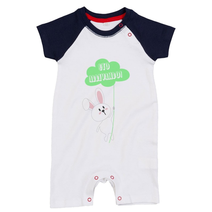 Pagliaccetto neonato personalizzabile con nome sto arrivando coniglietto sale la fune Pasqua