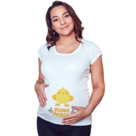 Maglia premaman personalizzabile con nome buona pasqua...
