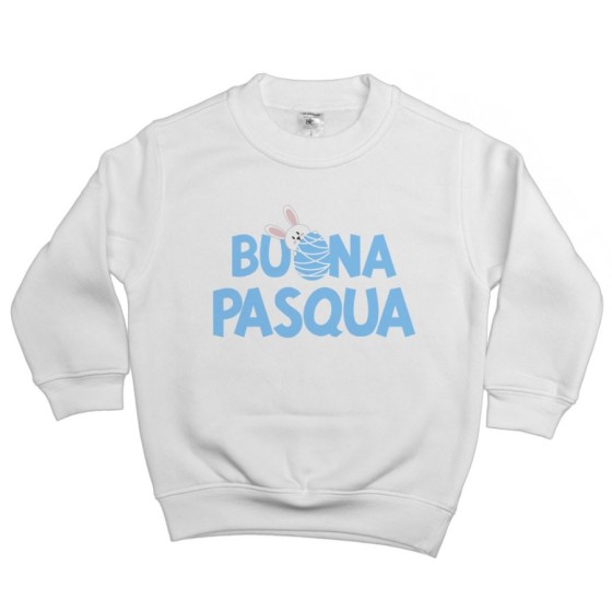 Felpa bambino buon pasqua con coniglietto che sbuca dall'ovetto Pasqua