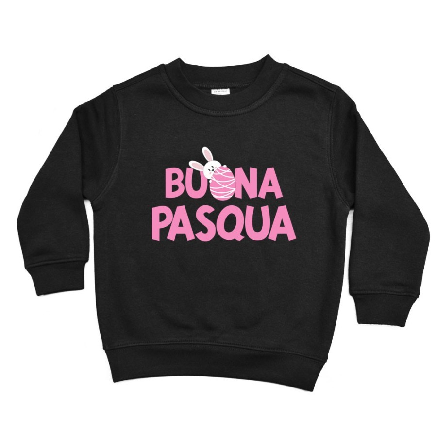 Felpa bambino buon pasqua con coniglietto che sbuca dall'ovetto Pasqua
