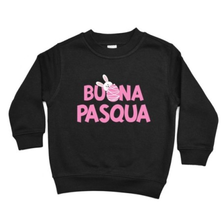 Felpa bambino buon pasqua con coniglietto che sbuca dall'ovetto Pasqua