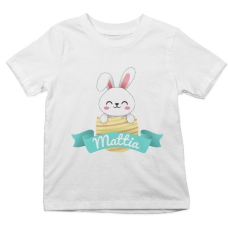 T-shirt bambino personalizzata con nome coniglietto che...