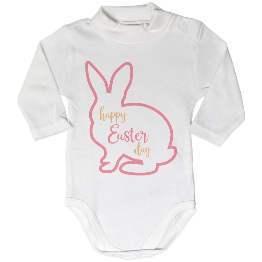 Body lupetto neonato happy easter day coniglietto stilizzato Pasqua