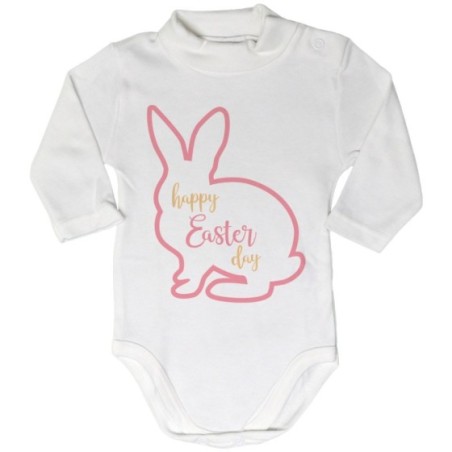 Body lupetto neonato happy easter day coniglietto stilizzato Pasqua