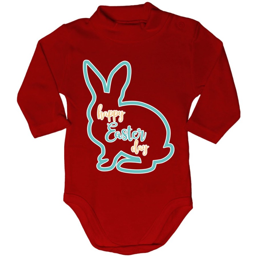 Body lupetto neonato happy easter day coniglietto stilizzato Pasqua