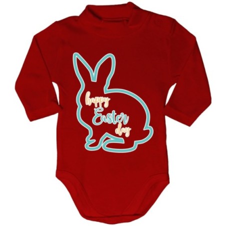 Body lupetto neonato happy easter day coniglietto stilizzato Pasqua