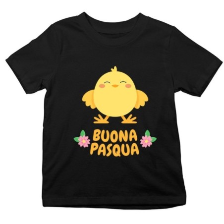 T-shirt bambino personalizzabile con nome buona pasqua dal pulcino Pasqua