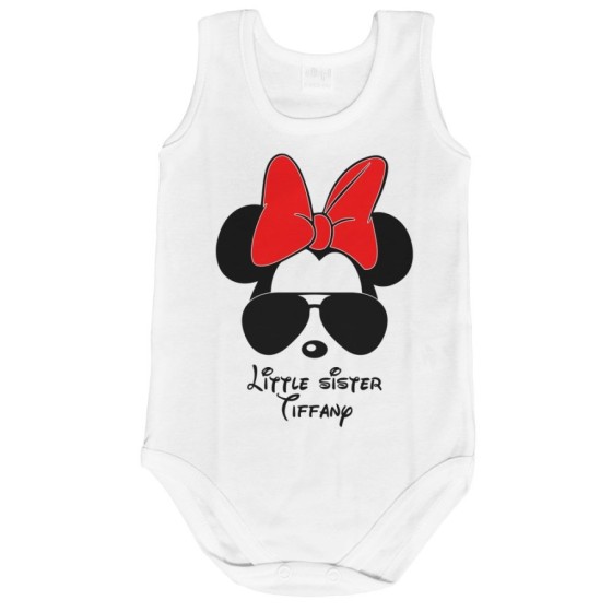 Body neonata personalizzato con nome little sister minnie Per la famiglia