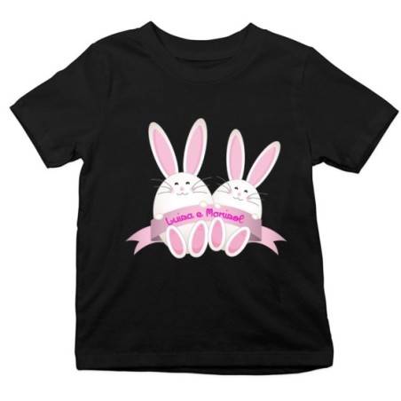 T-shirt bambino personalizzabile con nomi coniglietti...