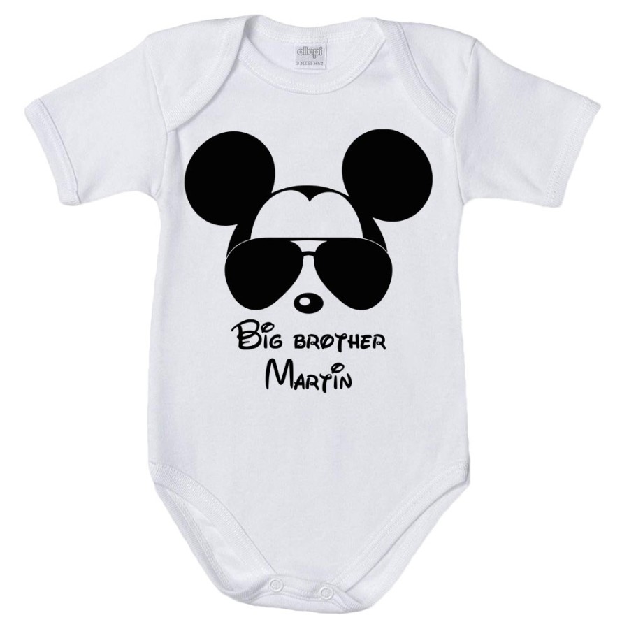 Body neonato personalizzato con nome big brother mickey Per la famiglia