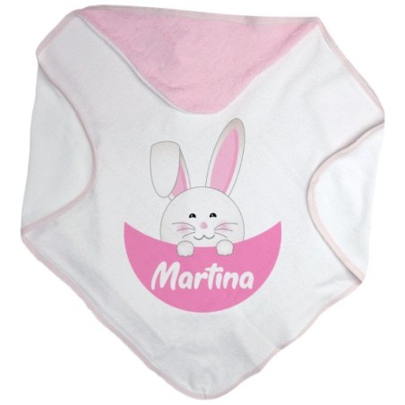 Accappatoio neonato personalizzato con nome coniglietto...