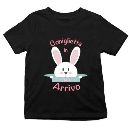 T-shirt bambino personalizzabile con nome coniglietto in...