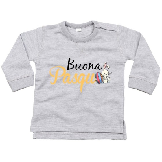 Felpa neonato buona pasqua coniglietto seduto Pasqua