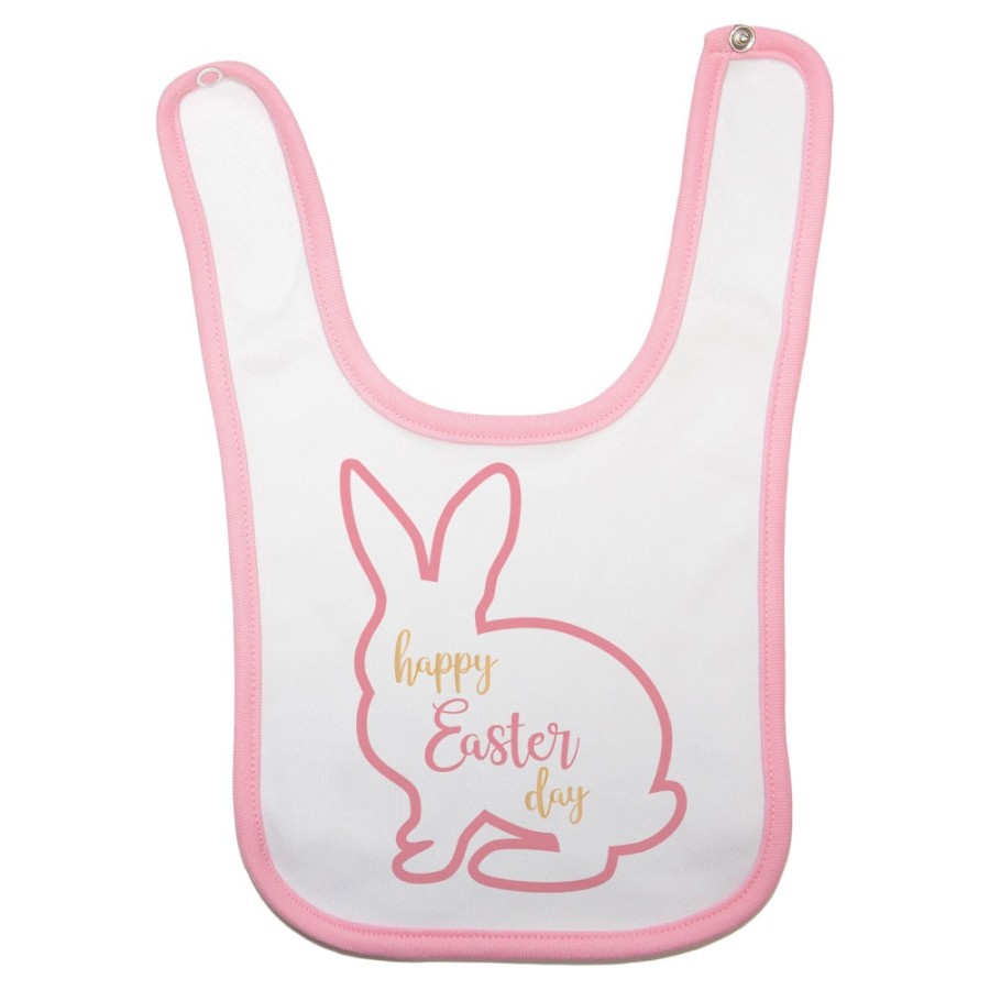 Bavaglino neonato happy easter day coniglietto stilizzato Pasqua