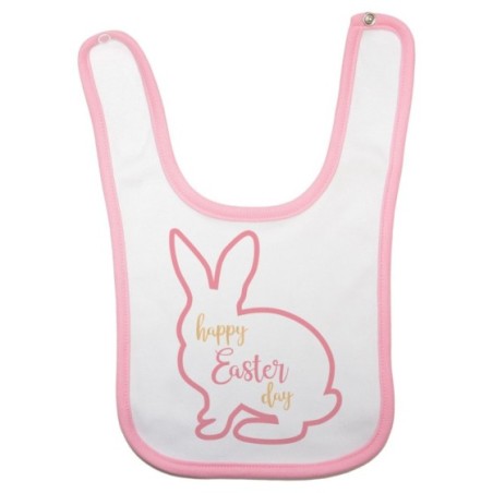 Bavaglino neonato happy easter day coniglietto stilizzato Pasqua
