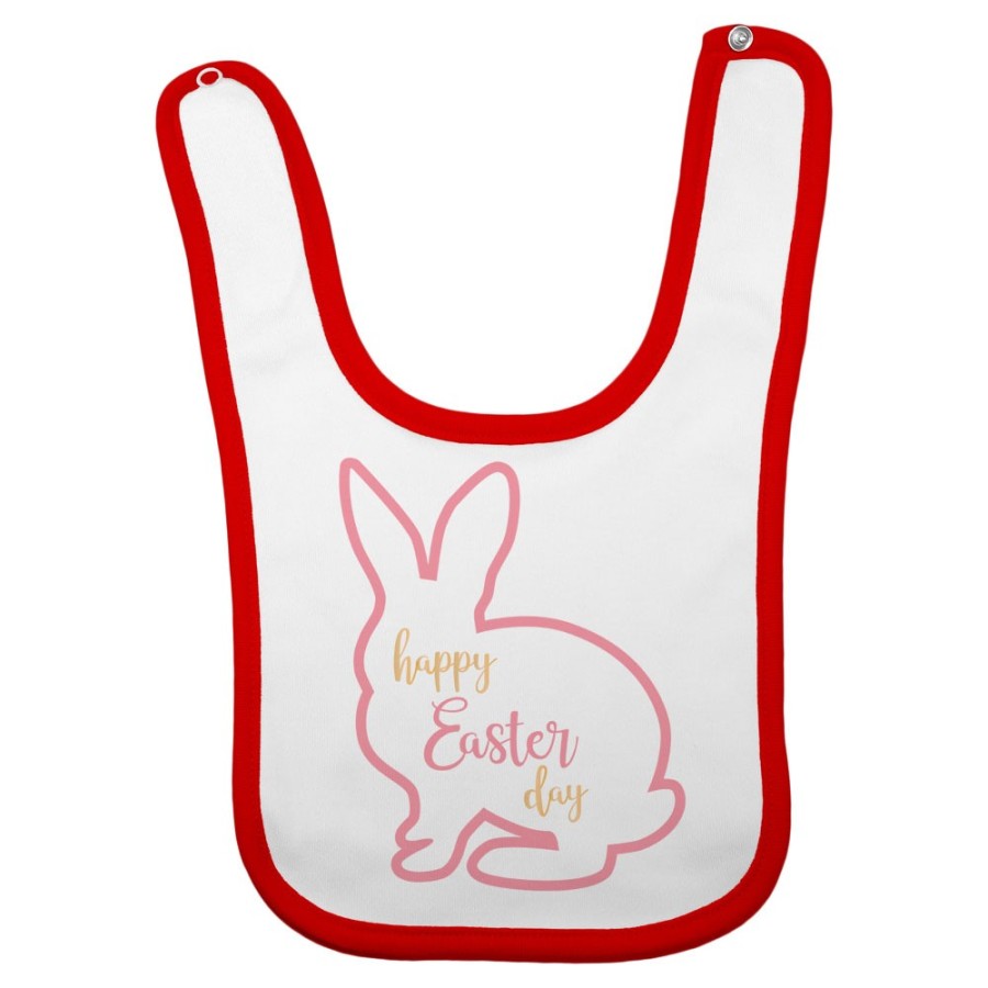 Bavaglino neonato happy easter day coniglietto stilizzato Pasqua