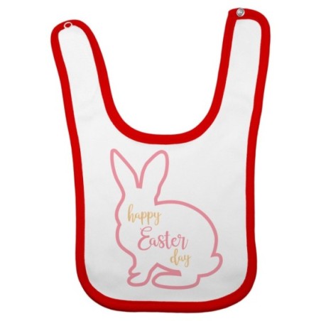 Bavaglino neonato happy easter day coniglietto stilizzato Pasqua