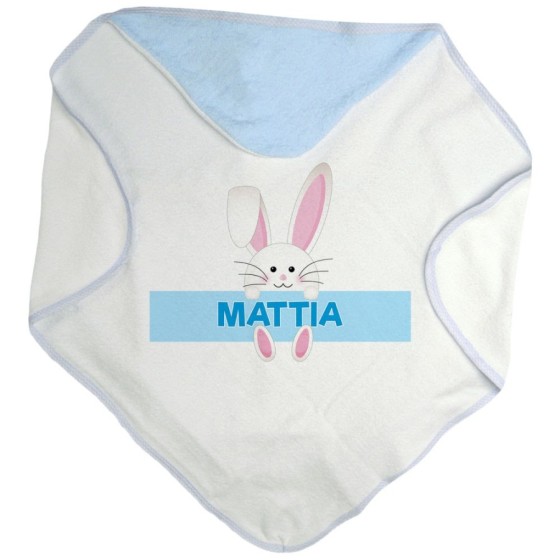 Accappatoio neonato personalizzato con nome coniglietto Pasqua