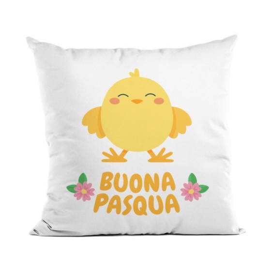 Cuscino personalizzabile con nome buona pasqua dal pulcino Pasqua