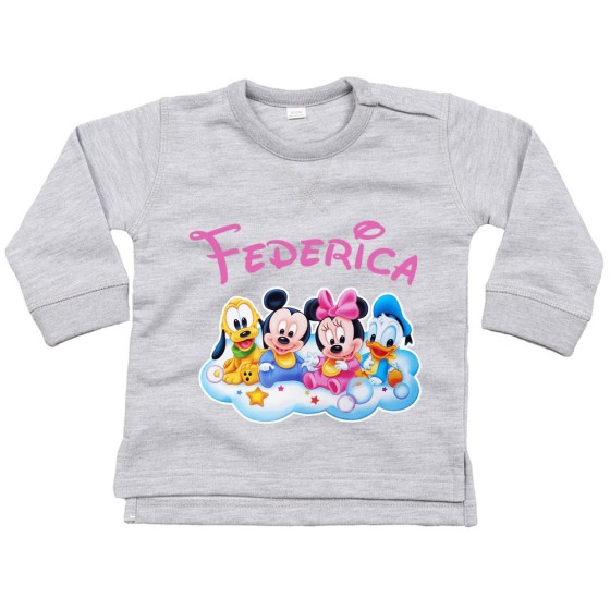 Felpa neonato personalizzata con nome baby disney family Cartoon