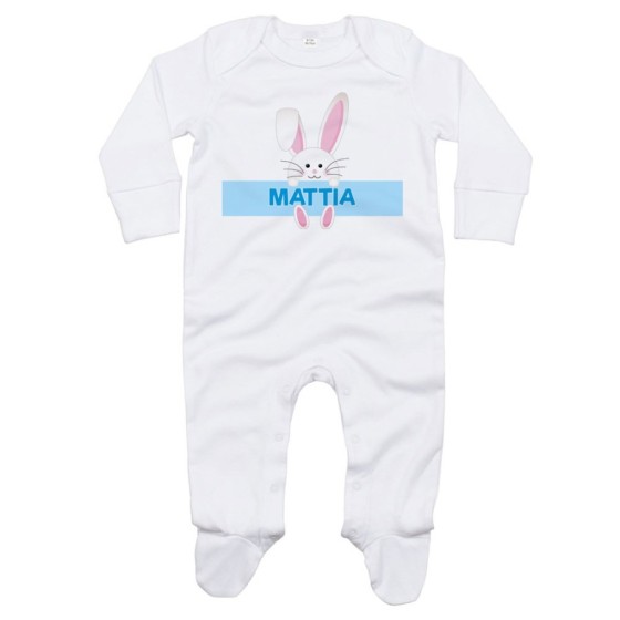 Tutina neonato personalizzata con nome coniglietto Pasqua