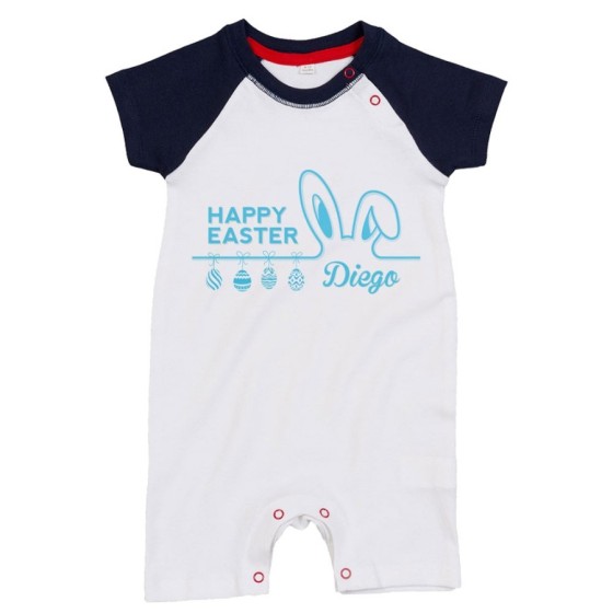 Pagliaccetto neonato personalizzato con nome happy easter Pasqua