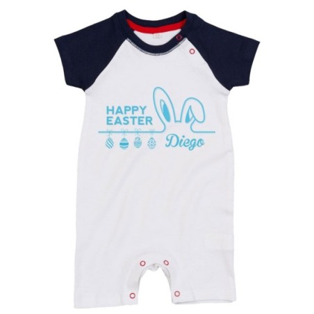 Pagliaccetto neonato personalizzato con nome happy easter