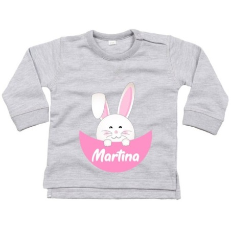 Felpa neonato personalizzata con nome coniglietto che...