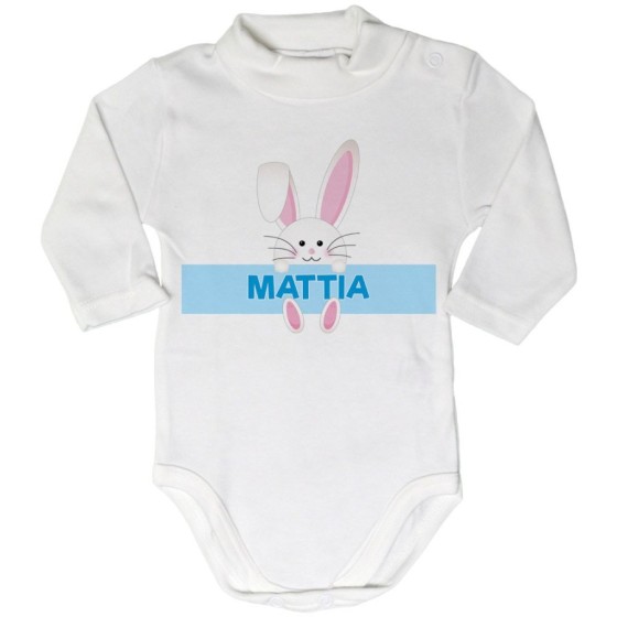 Body lupetto neonato personalizzato con nome coniglietto Pasqua