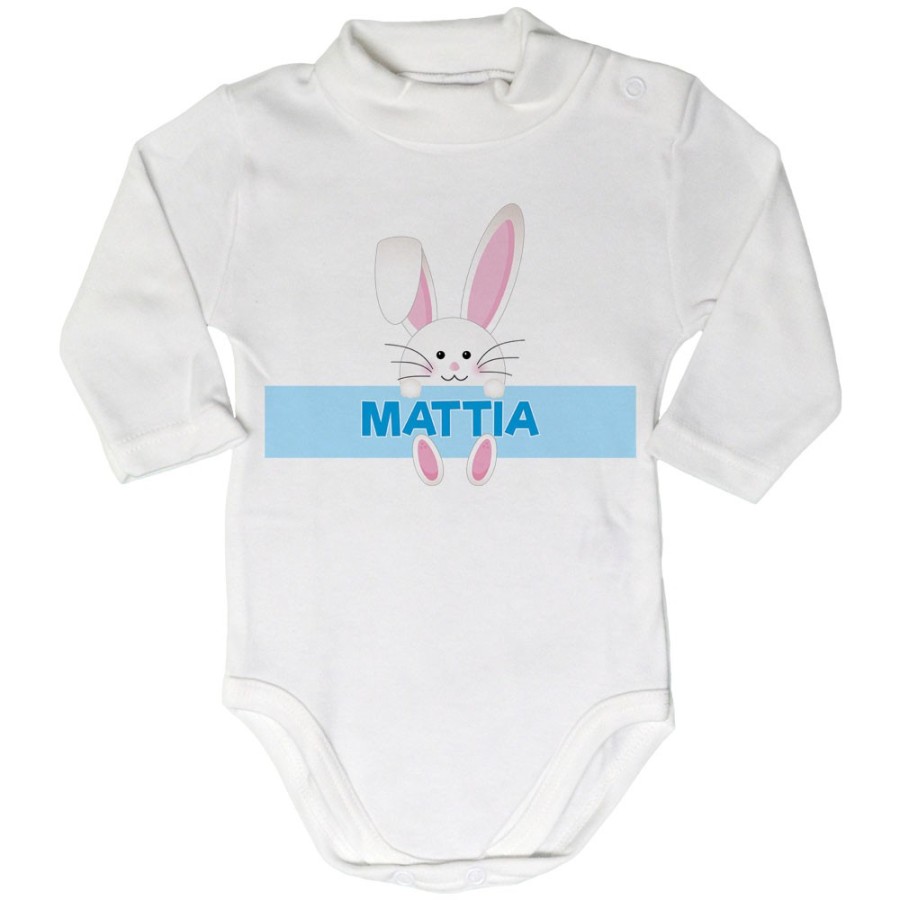 Body lupetto neonato personalizzato con nome coniglietto Pasqua