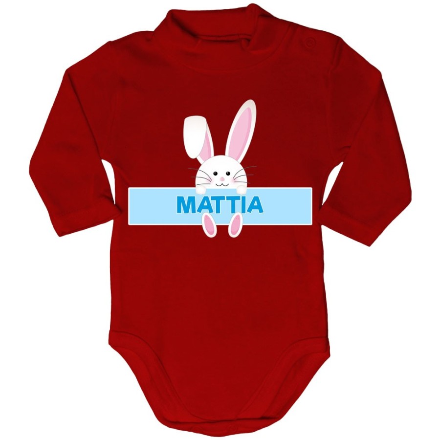 Body lupetto neonato personalizzato con nome coniglietto Pasqua