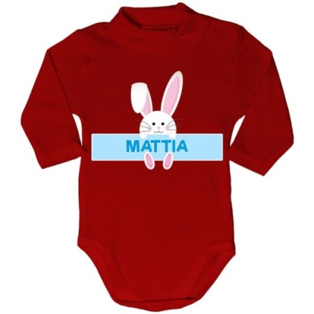 Body lupetto neonato personalizzato con nome coniglietto Pasqua
