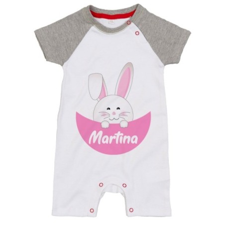 Pagliaccetto neonato personalizzato con nome coniglietto...