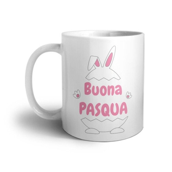 Tazza personalizzabile con nome buona pasqua ovetto con manine e orecchie Pasqua