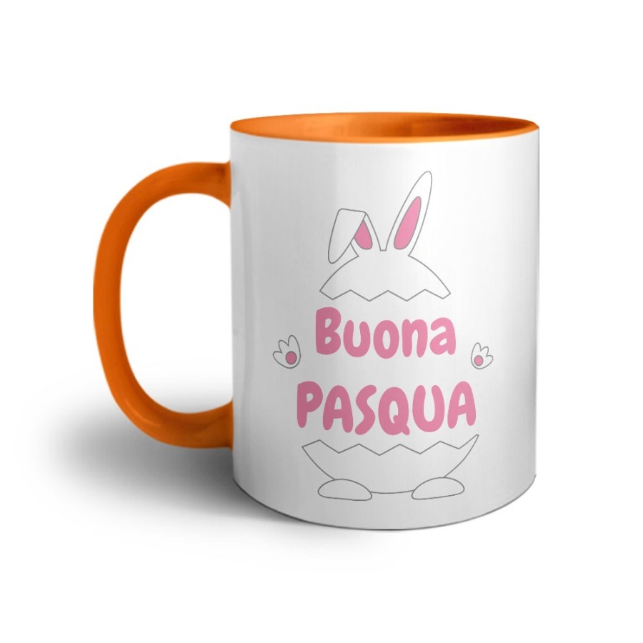 Tazza personalizzabile con nome buona pasqua ovetto con manine e orecchie Pasqua