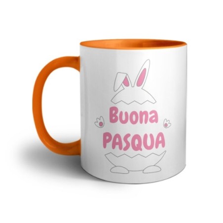 Tazza personalizzabile con nome buona pasqua ovetto con manine e orecchie Pasqua