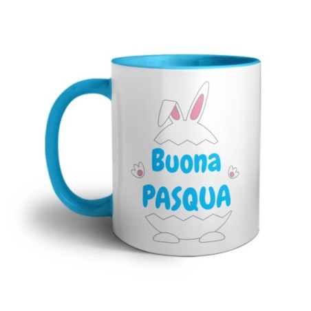 Tazza personalizzabile con nome buona pasqua ovetto con manine e orecchie Pasqua