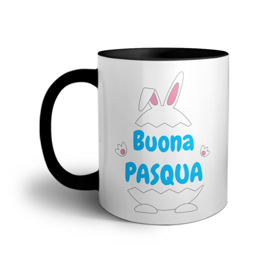 Tazza personalizzabile con nome buona pasqua ovetto con manine e orecchie Pasqua