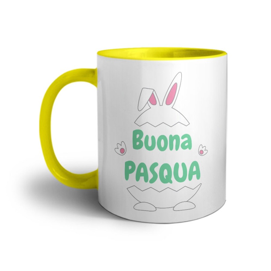 Tazza personalizzabile con nome buona pasqua ovetto con manine e orecchie Pasqua
