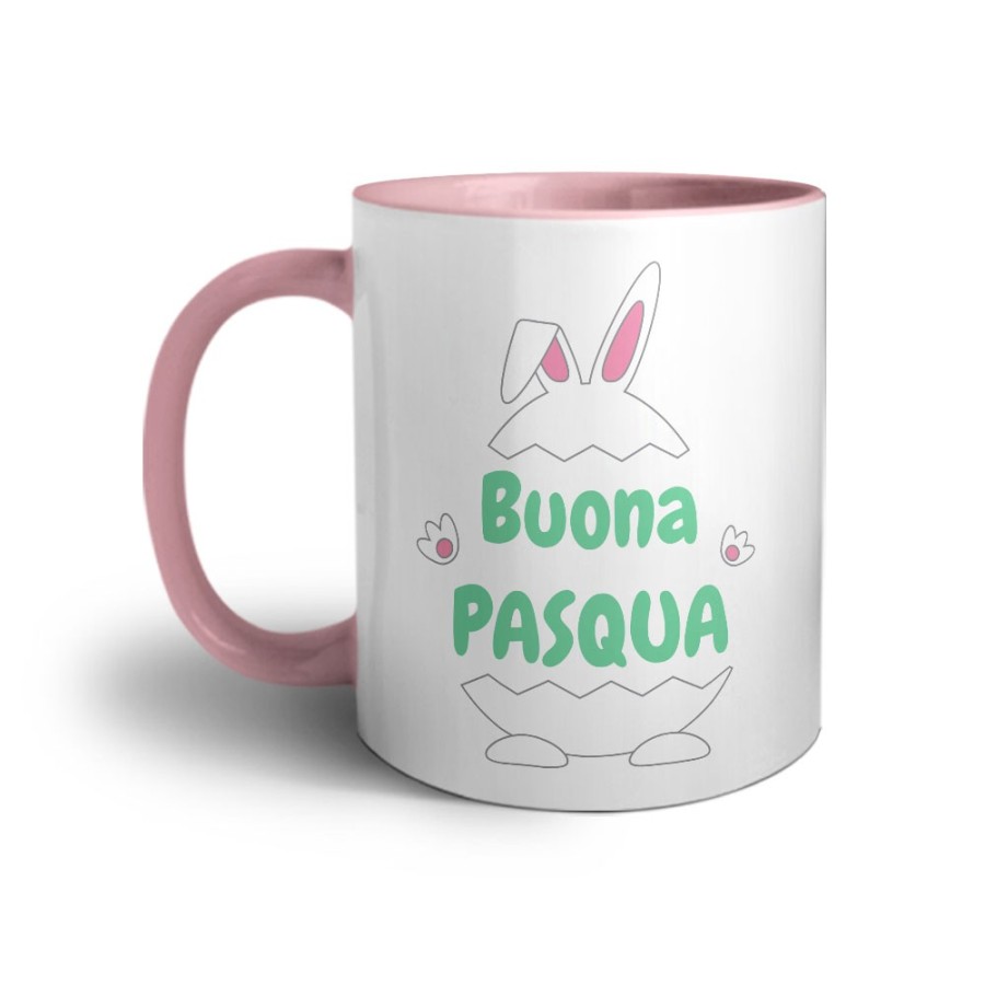 Tazza personalizzabile con nome buona pasqua ovetto con manine e orecchie Pasqua