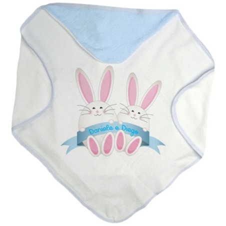 Accappatoio neonato personalizzabile con nomi coniglietti...
