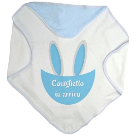 Accappatoio neonato personalizzabile con nome coniglietto in arrivo Pasqua