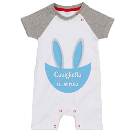 Pagliaccetto neonato personalizzabile con nome coniglietto in arrivo Pasqua