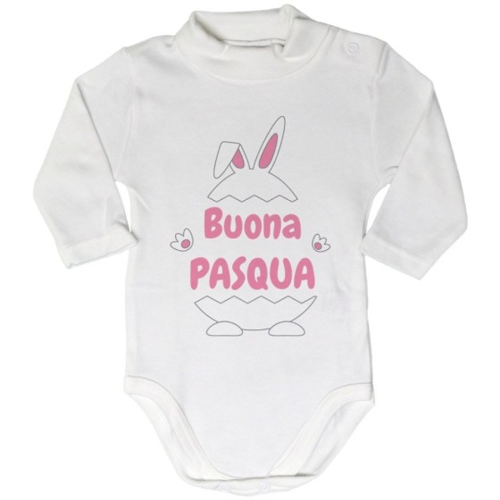 Body lupetto neonato personalizzabile con nome buona pasqua ovetto con manine e orecchie Pasqua