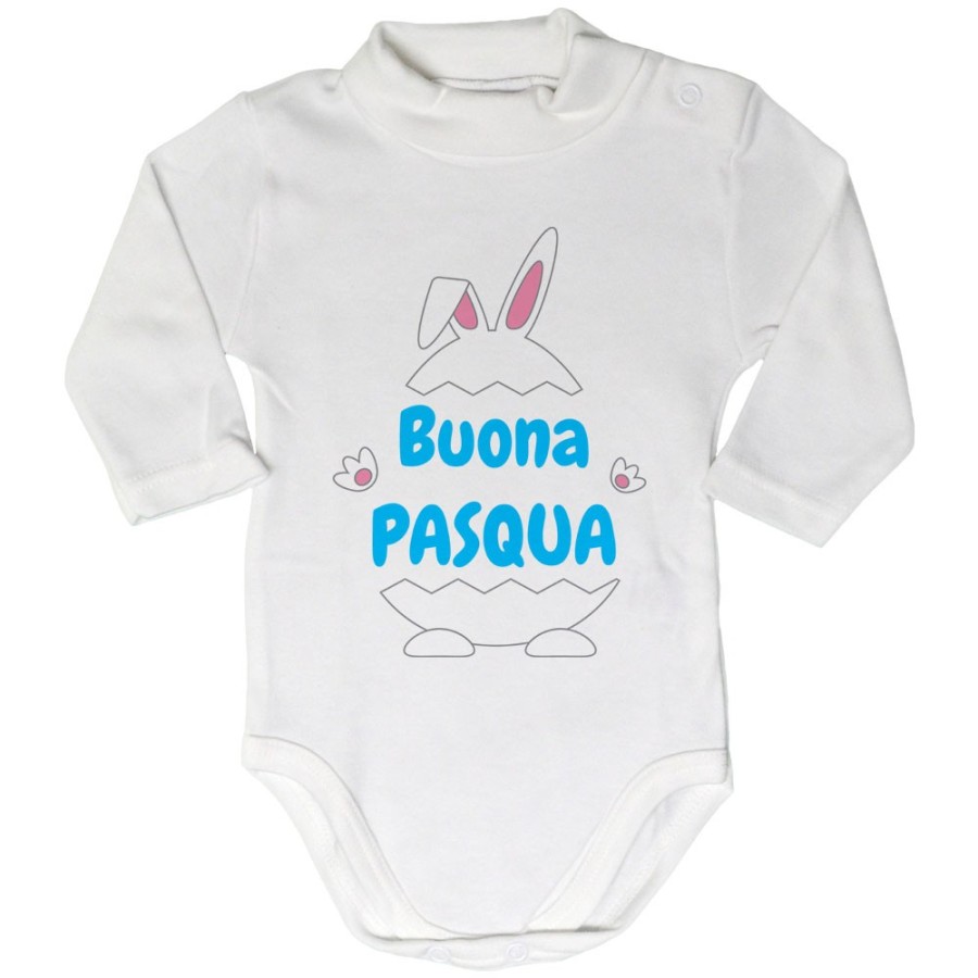 Body lupetto neonato personalizzabile con nome buona pasqua ovetto con manine e orecchie Pasqua