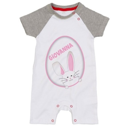 Pagliaccetto neonato personalizzato con nome coniglietto...