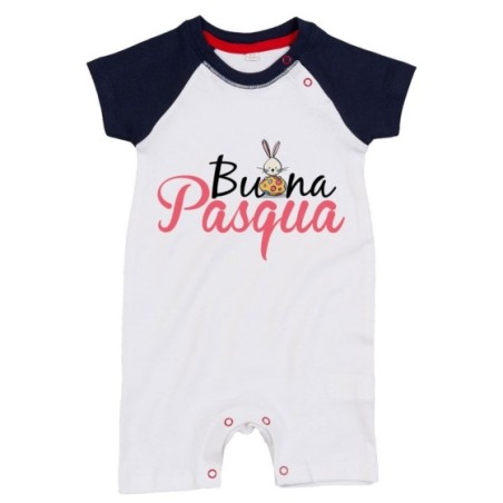 Pagliaccetto neonato buona pasqua con coniglietto e ovetto