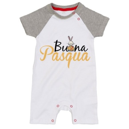 Pagliaccetto neonato buona pasqua con coniglietto e ovetto Pasqua