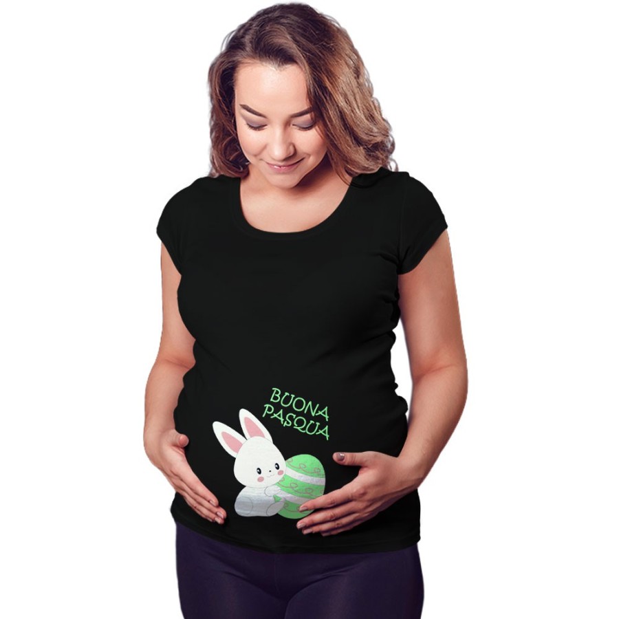 Maglia premaman buona pasqua coniglietto carino Pasqua