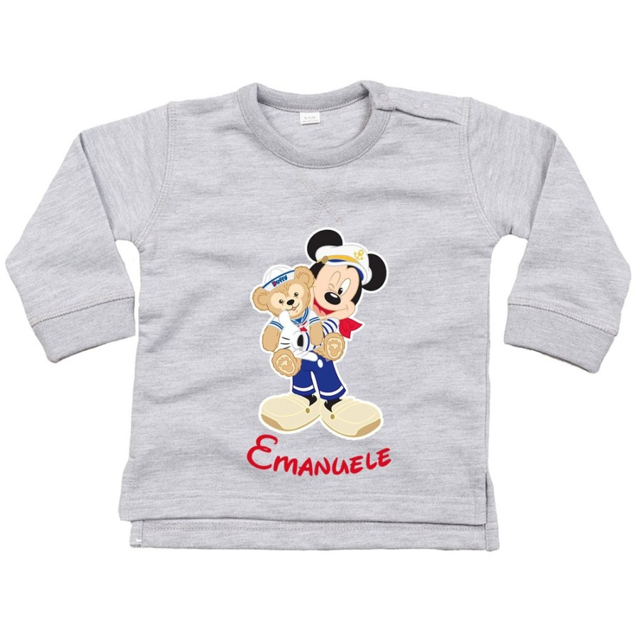 Felpa neonato personalizzata con nome topolino marinaio Cartoon